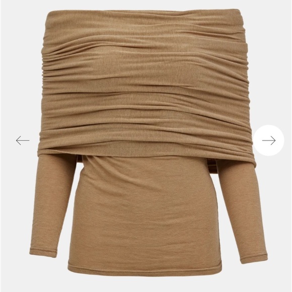 Source unknown Tova Off Shoulder Knit Nude top  contemporary fall casual rare - Picture 3 of 9